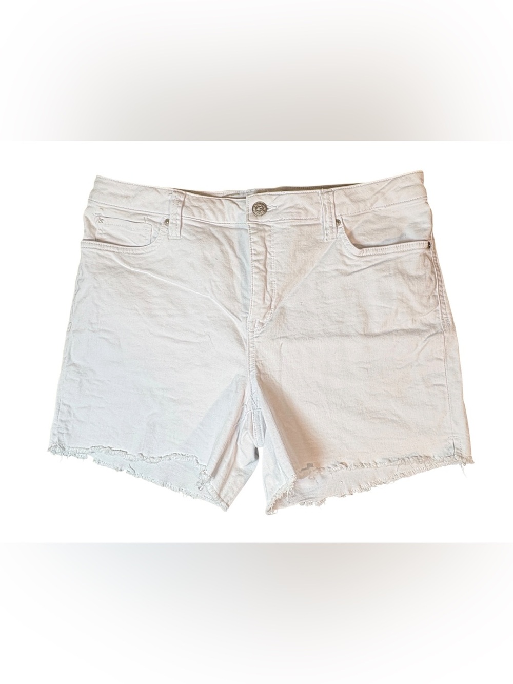 Seven7 White Denim Raw Hem Stretch Shorts Size 14 Summer Beach Casual